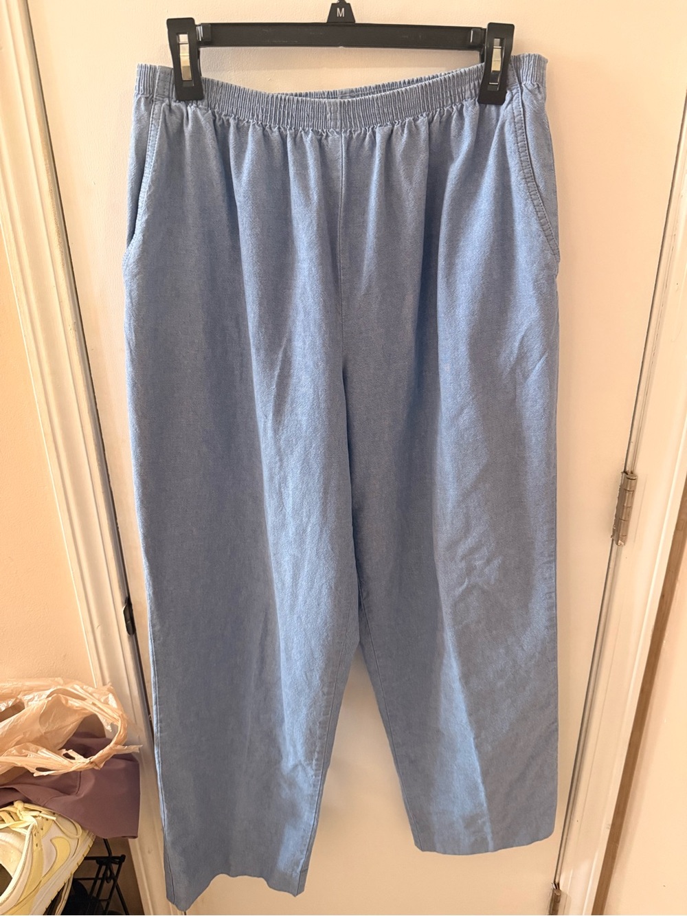 Light Blue Women’s Elastic Waist Casual Pants